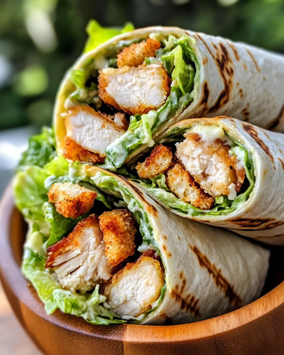 Healthy Crispy Chicken Caesar Wraps with Grinder Dressing recipe image