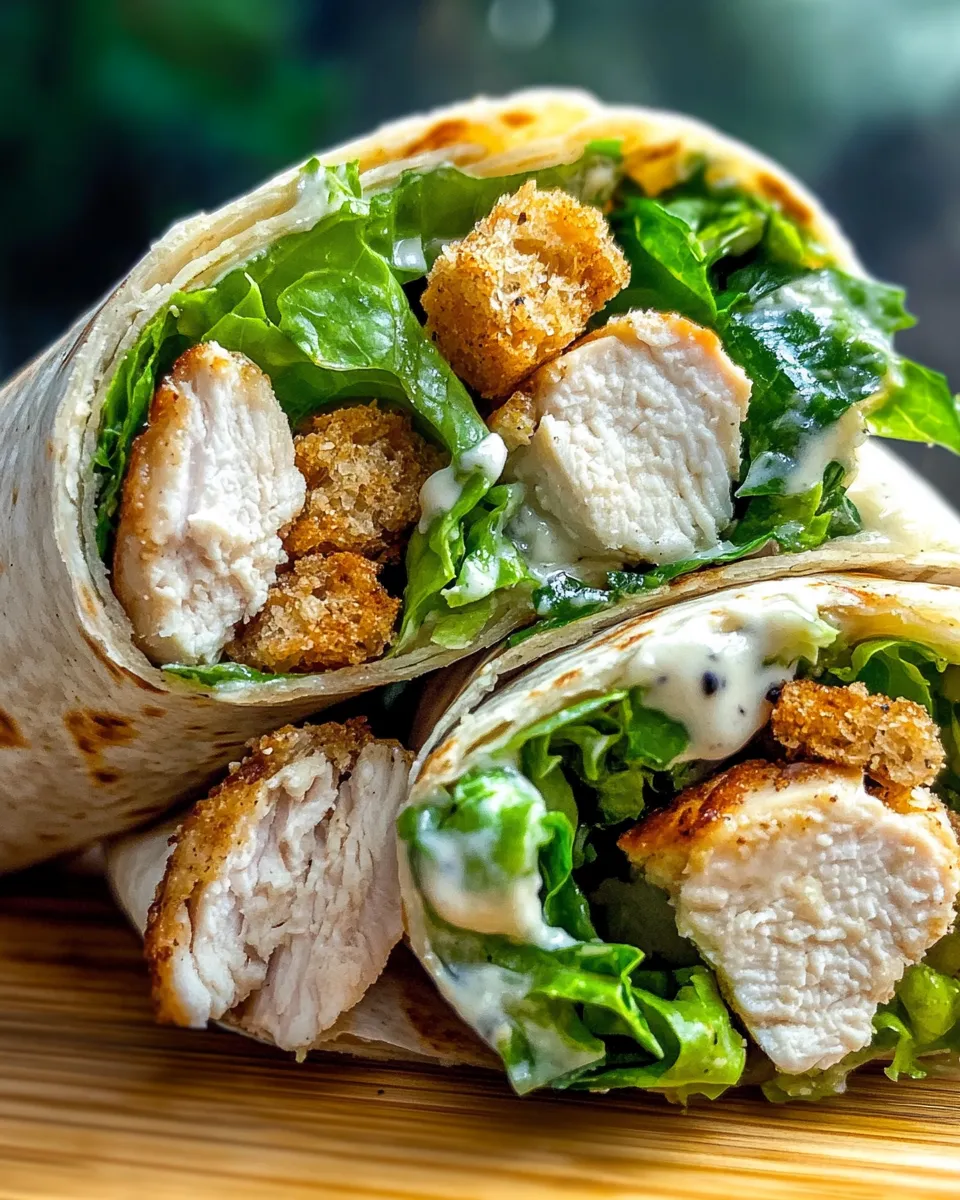 Easy Crispy Chicken Caesar Wraps with Grinder Dressing food shot