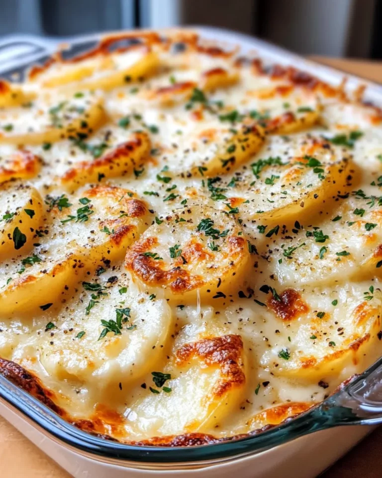Homemade Crispy Parmesan Scalloped Potatoes with Garlic Cream recipe photo