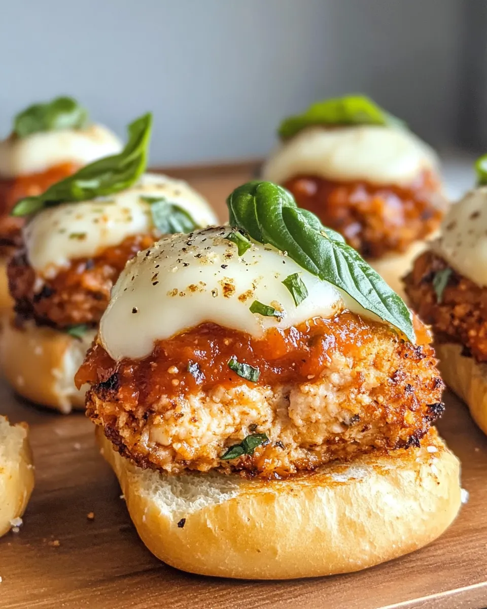 Delicious Easy Chicken Parmesan Sliders with Marinara Butter food shot