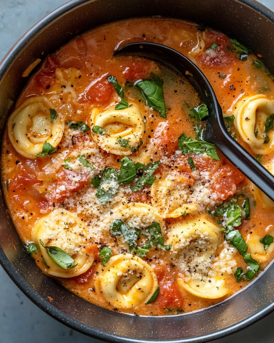 Homemade Fire-Roasted Tomato Tortellini Soup (15 Minutes) recipe photo