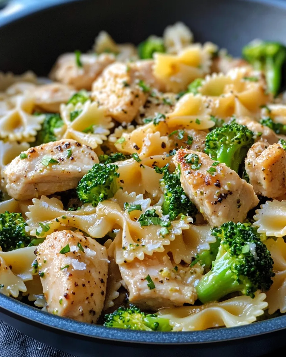 Homemade Garlic Butter Chicken & Broccoli Farfalle recipe photo