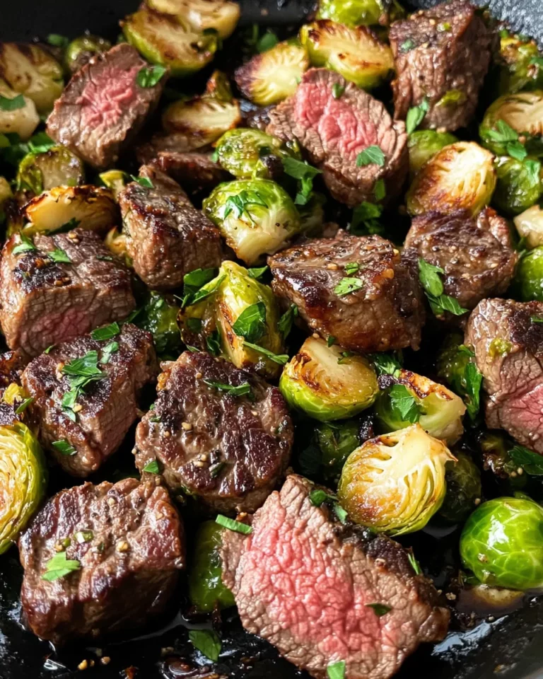 Easy Garlic Butter Steak Bites with Brussels photo