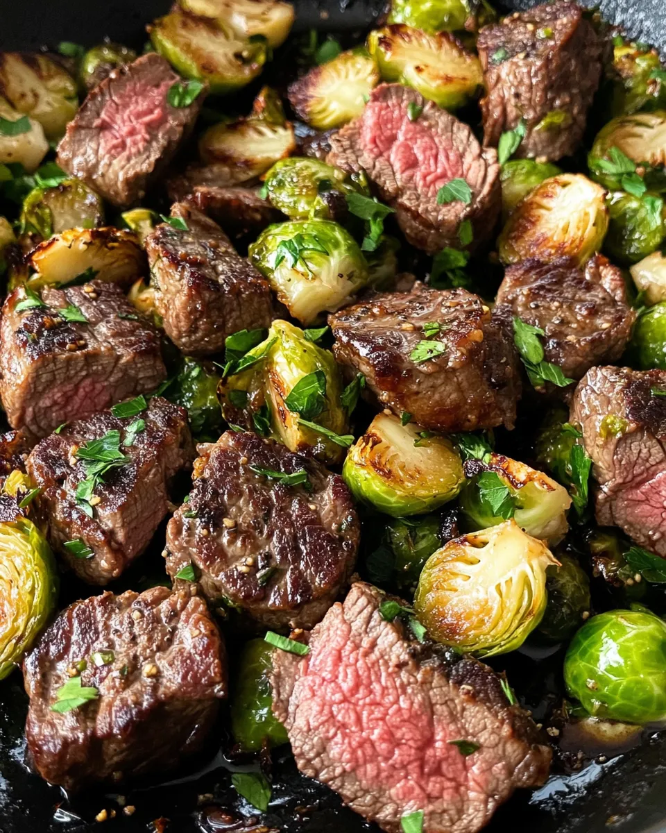 Easy Garlic Butter Steak Bites with Brussels photo