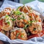 Homemade Garlic Parmesan Chicken Meatballs with Marinara photo