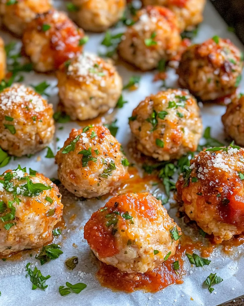 Classic Garlic Parmesan Chicken Meatballs with Marinara image