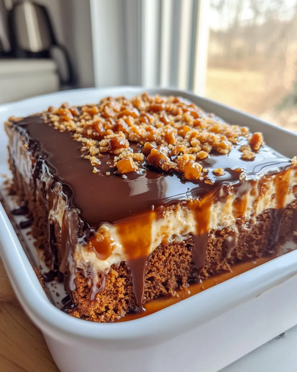 Classic Gingerbread Poke Cake with Toffee Sauce dish photo