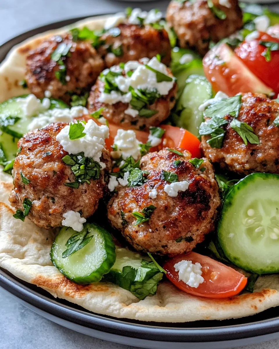 Easy Greek Chicken Meatball Pitas with Tzatziki & Feta dish photo