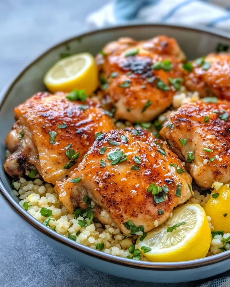 Homemade Harissa Honey Chicken Thighs with Lemon Couscous recipe photo