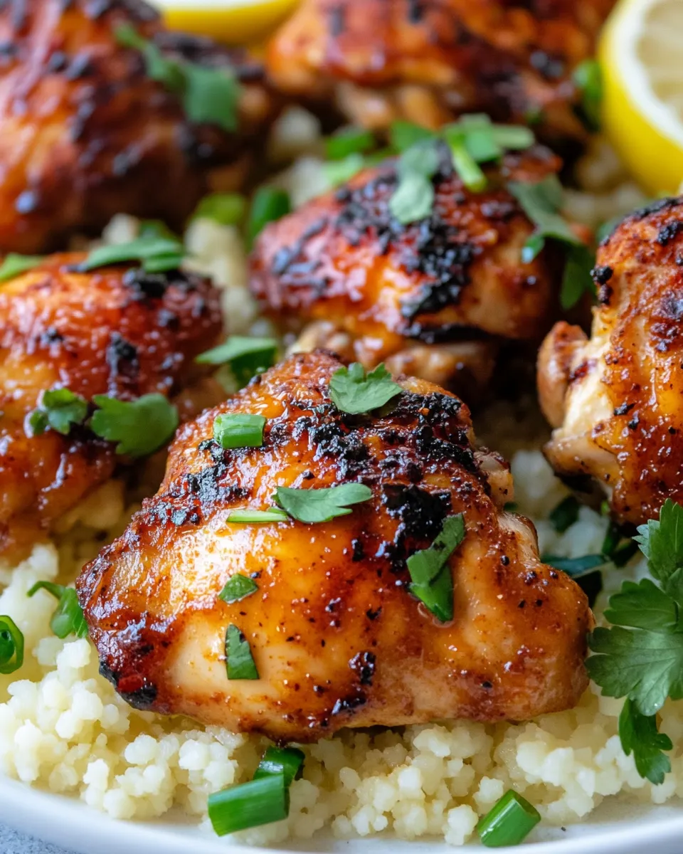 Easy Harissa Honey Chicken Thighs with Lemon Couscous food shot