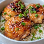 Homemade Honey Garlic Chicken Thighs with Sesame Rice photo