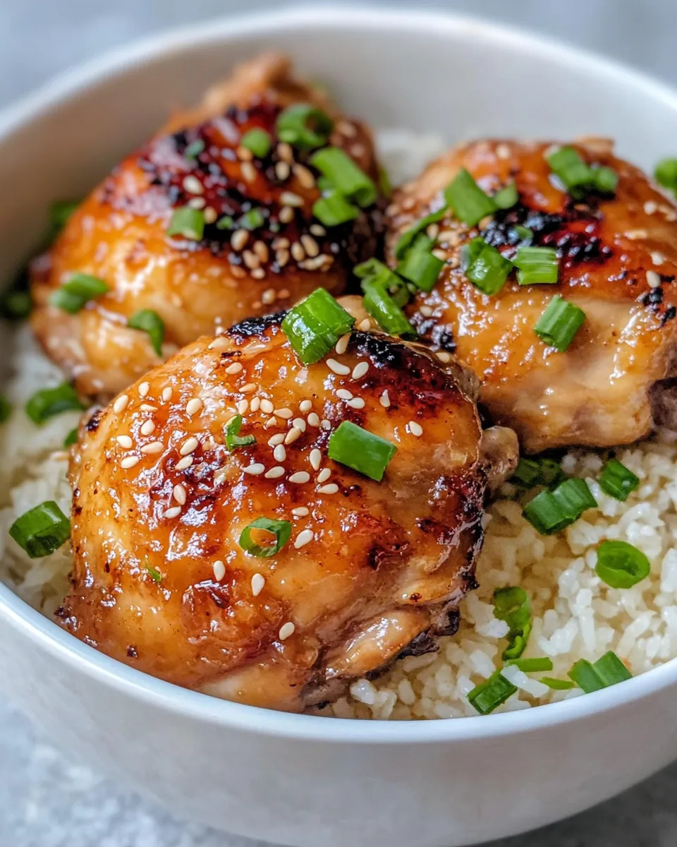 Homemade Honey Garlic Chicken Thighs with Sesame Rice photo