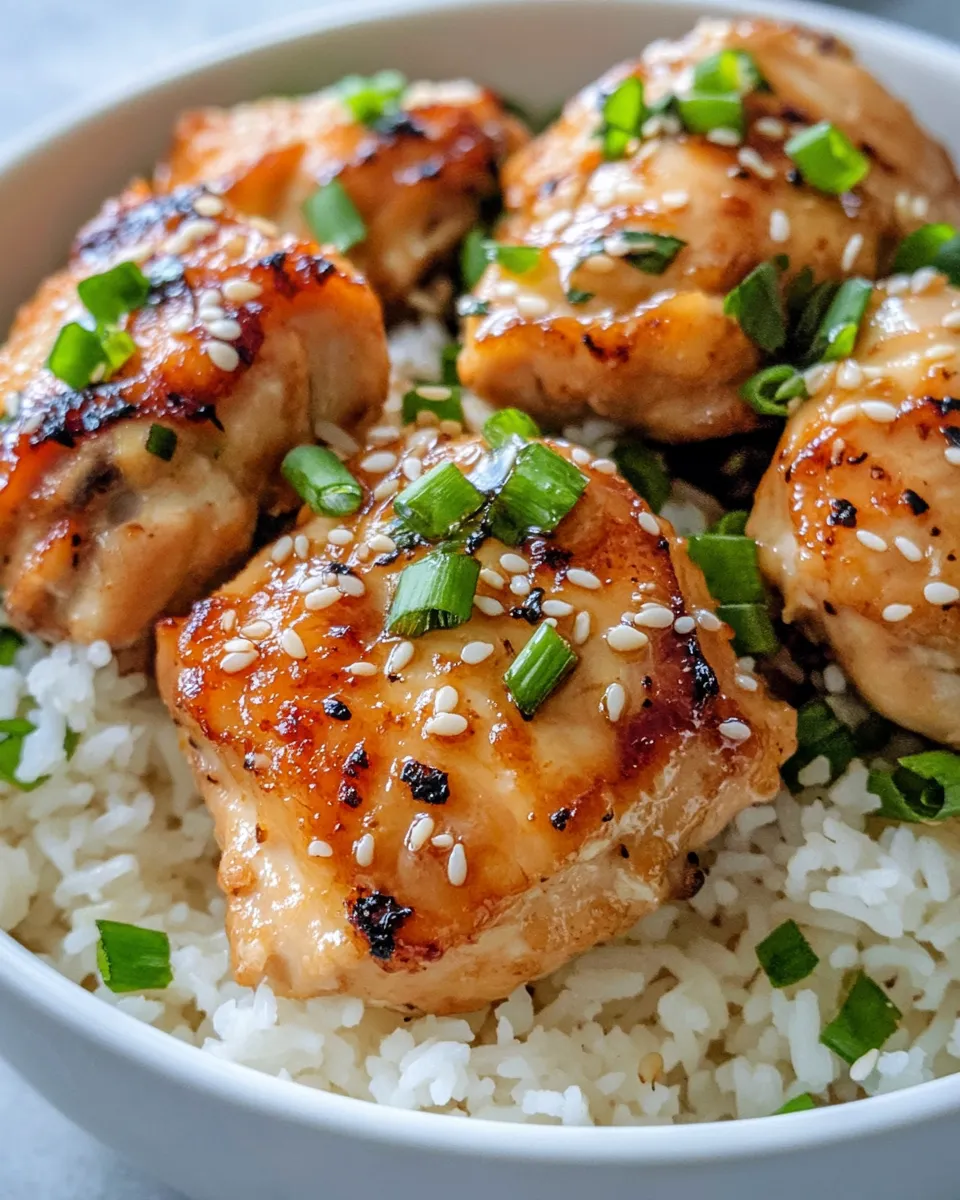 Classic Honey Garlic Chicken Thighs with Sesame Rice image
