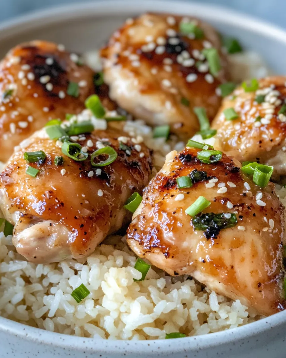 Easy Honey Garlic Chicken Thighs with Sesame Rice recipe photo