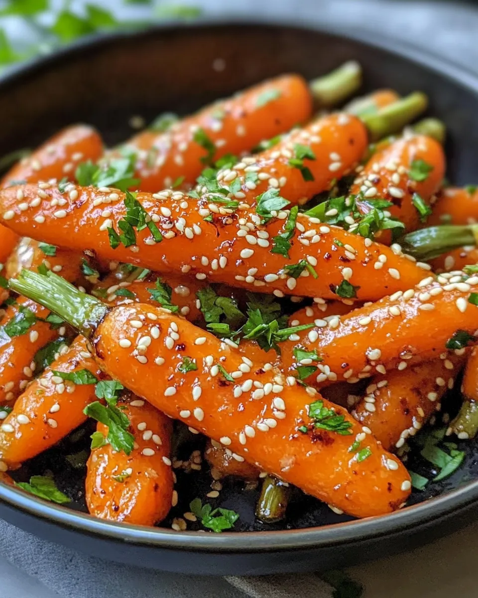 Easy Honey Garlic Glazed Carrots with Sesame Seeds food shot