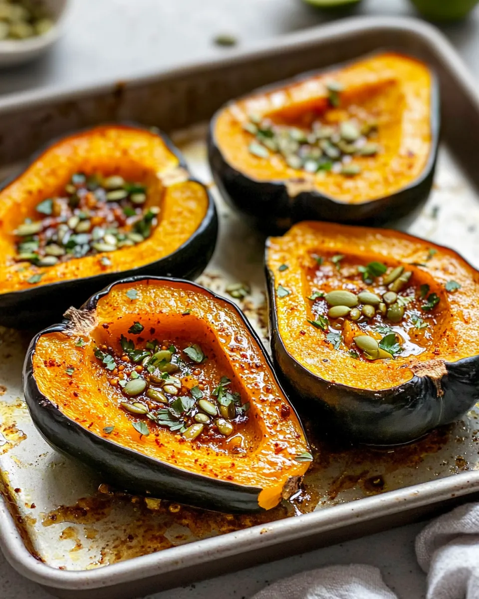 Delicious Honey Roasted Acorn Squash, Chili Lime Pepitas plate image
