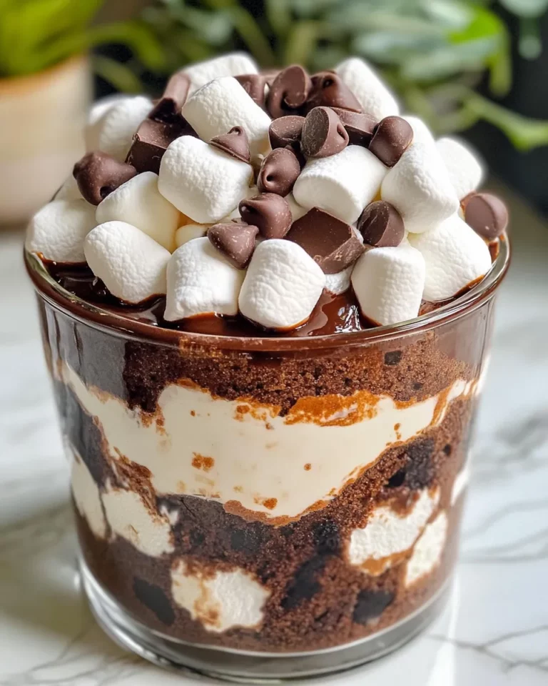 Homemade Hot Cocoa Brownie Trifle with Marshmallow Whip photo