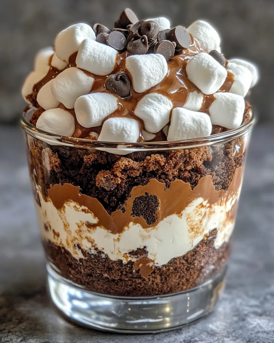 Easy Hot Cocoa Brownie Trifle with Marshmallow Whip recipe image