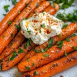 Delicious Hot Honey Roast Carrots with Whipped Feta food shot