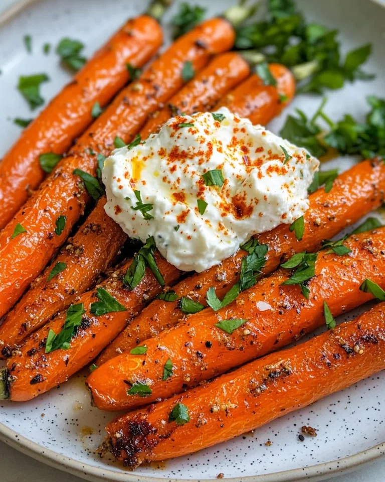 Delicious Hot Honey Roast Carrots with Whipped Feta food shot