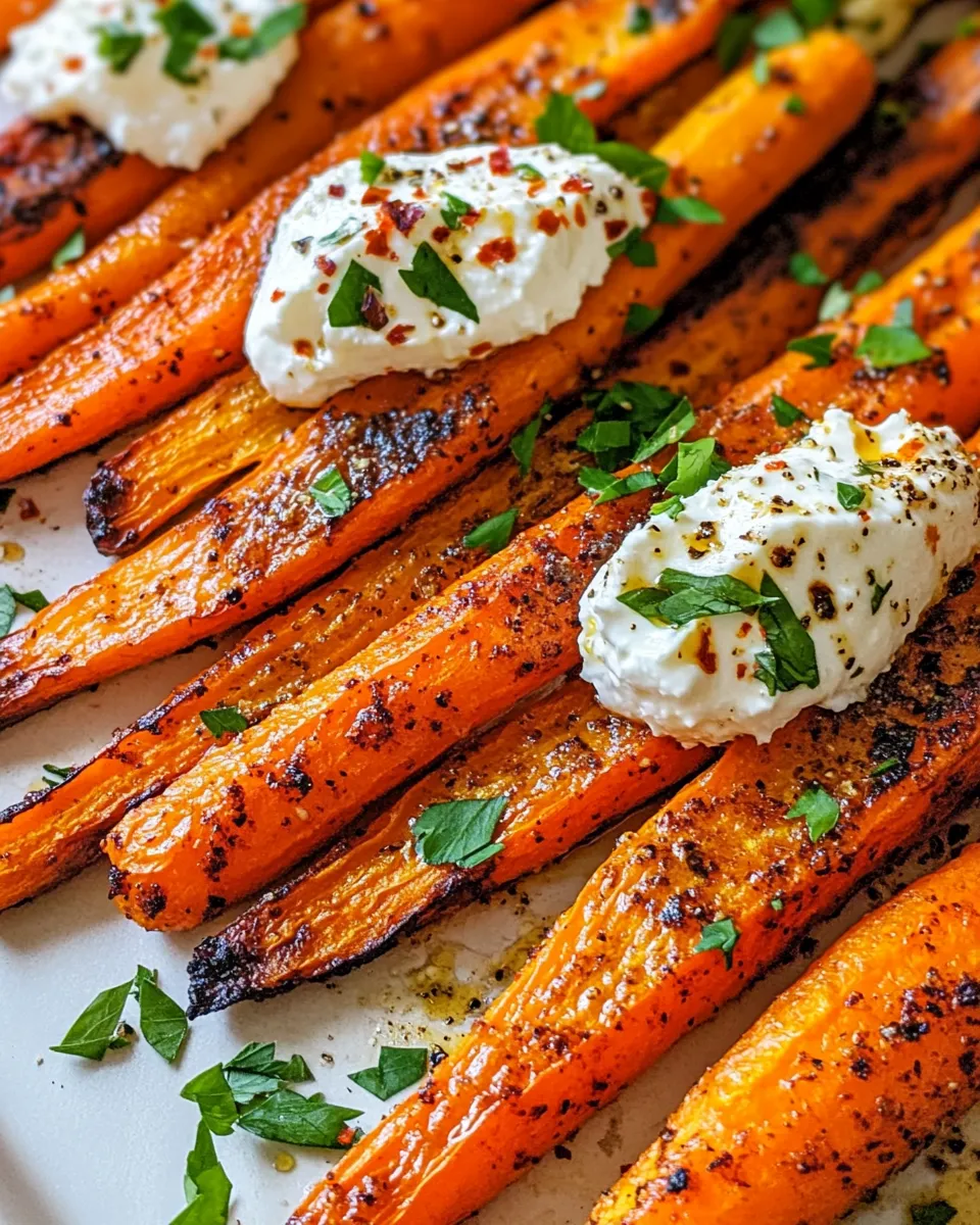 Homemade Hot Honey Roast Carrots with Whipped Feta dish photo