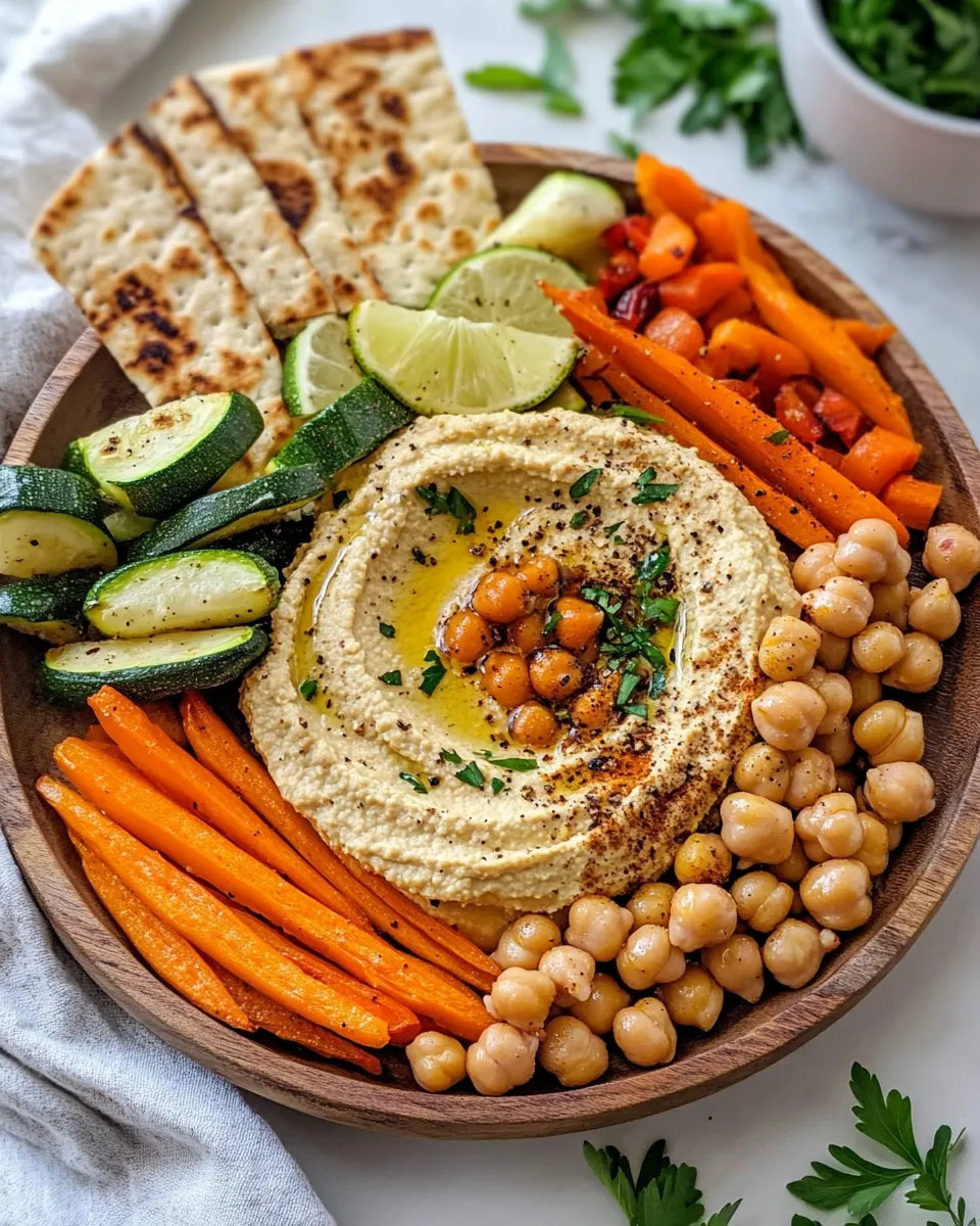 Classic Hummus Board with Roasted Veggies & Warm Pita image