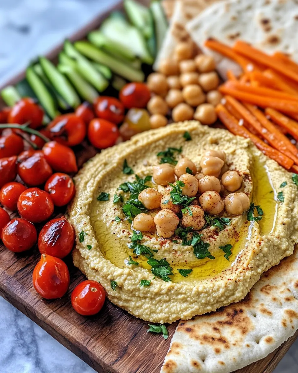 Easy Hummus Board with Roasted Veggies & Warm Pita recipe image