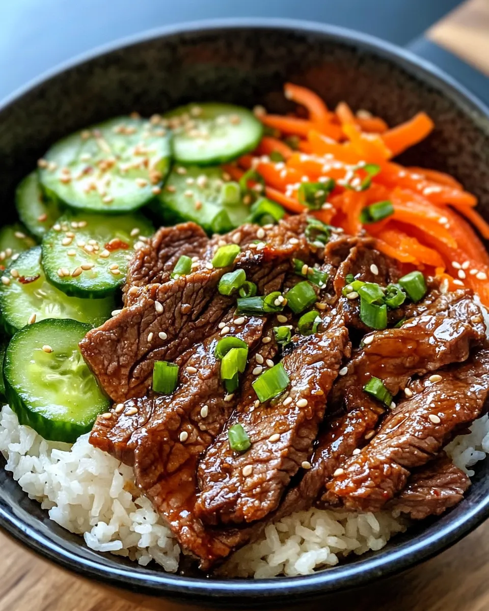 Homemade Korean BBQ Beef Rice Bowls with Quick Kimchi photo