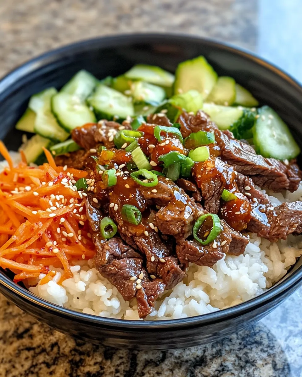 Easy Korean BBQ Beef Rice Bowls with Quick Kimchi recipe photo