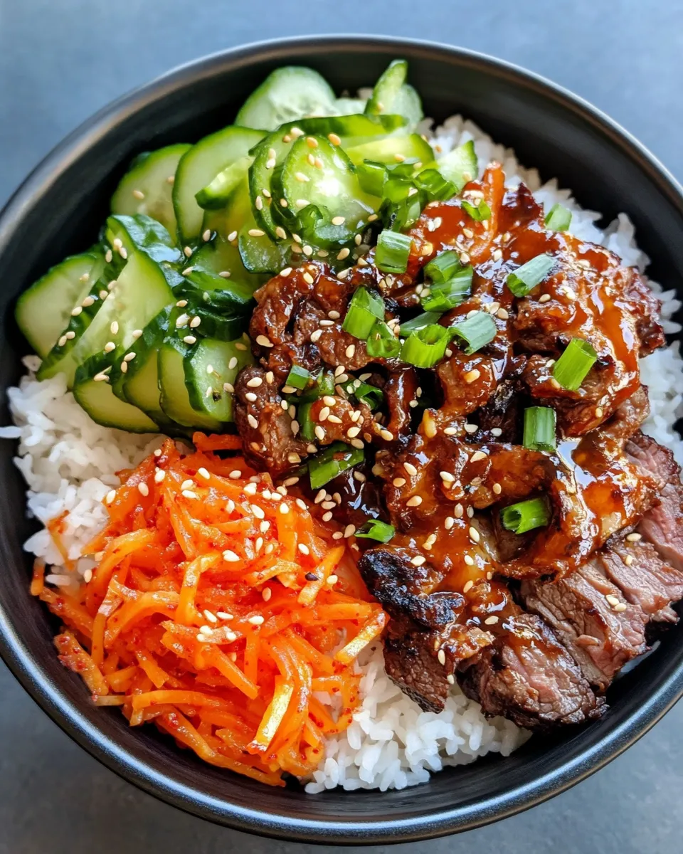 Delicious Korean BBQ Beef Rice Bowls with Quick Kimchi dish photo