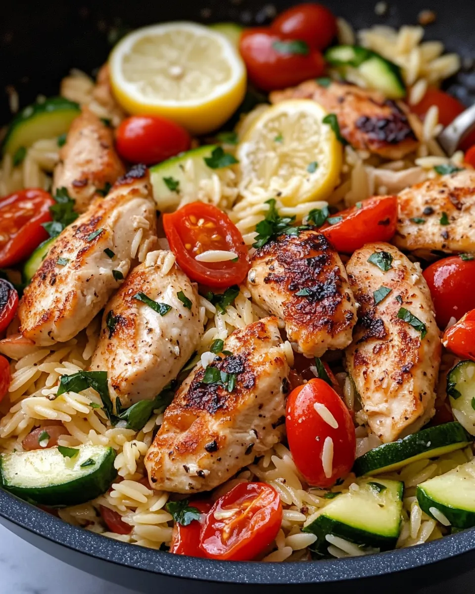 Classic Lemon Butter Chicken Orzo Primavera dish photo
