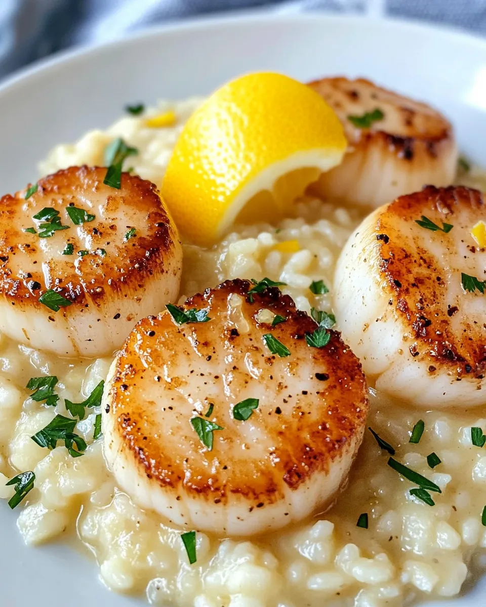 Classic Lemon Butter Scallops over Creamy Parmesan Risotto image