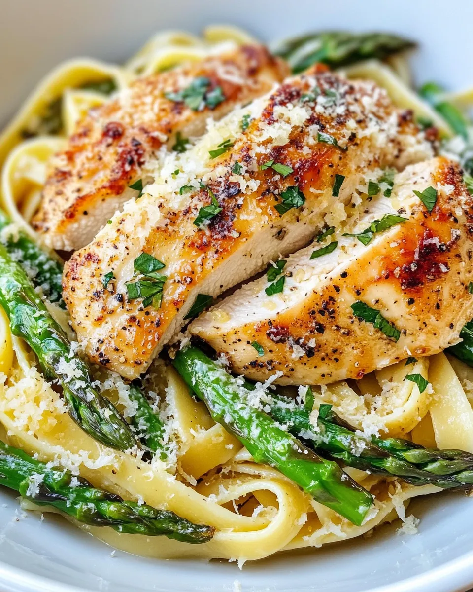 Homemade Lemon Herb Chicken & Asparagus Tagliatelle recipe photo