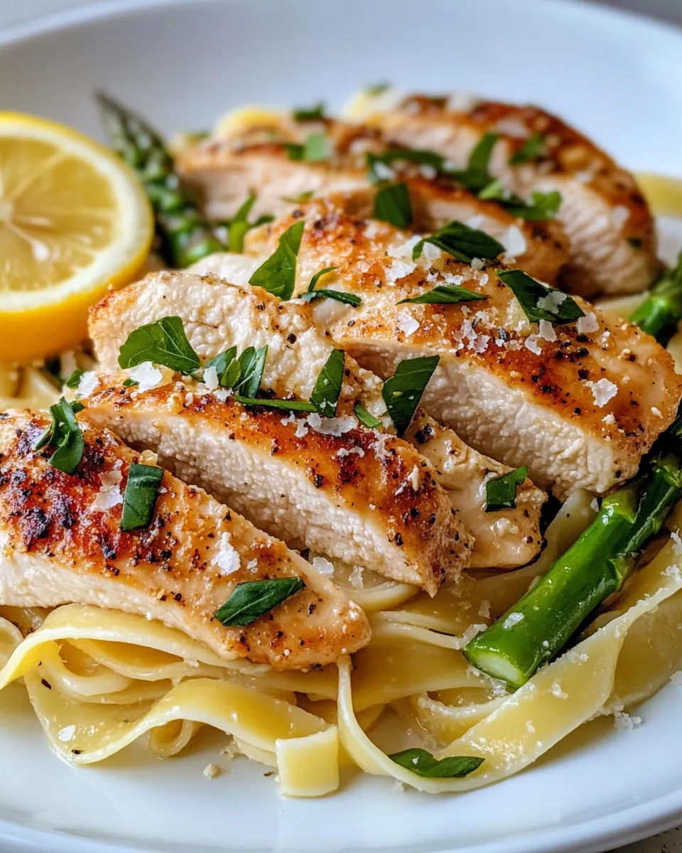 Classic Lemon Herb Chicken & Asparagus Tagliatelle dish photo