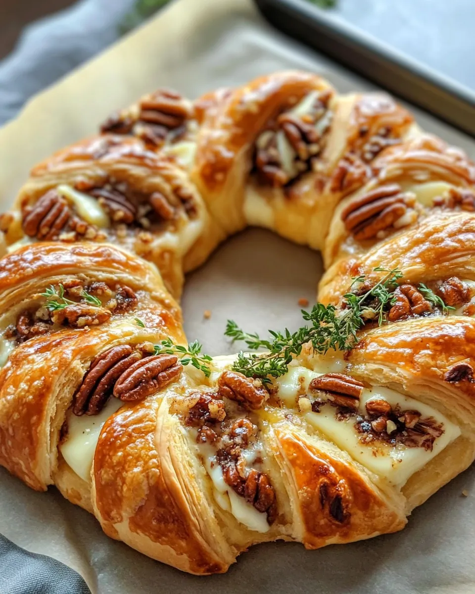 Classic Maple Pecan Baked Brie Wreath (Pull-Apart Pastry) dish photo
