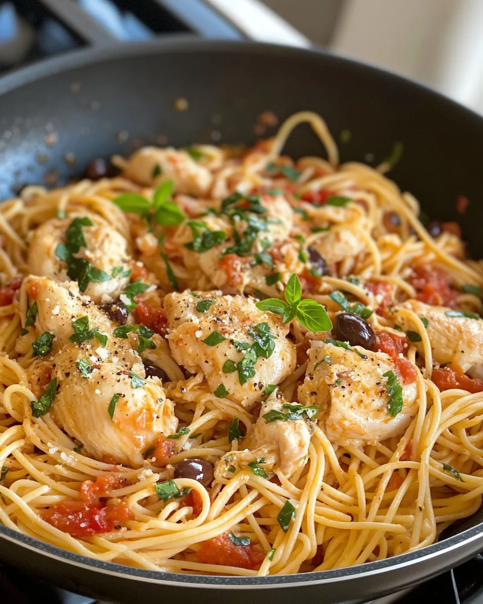 Easy One-Pan Chicken Puttanesca Spaghetti recipe photo
