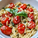 Homemade One-Pot Creamy Pesto Orzo with Roasted Tomatoes photo