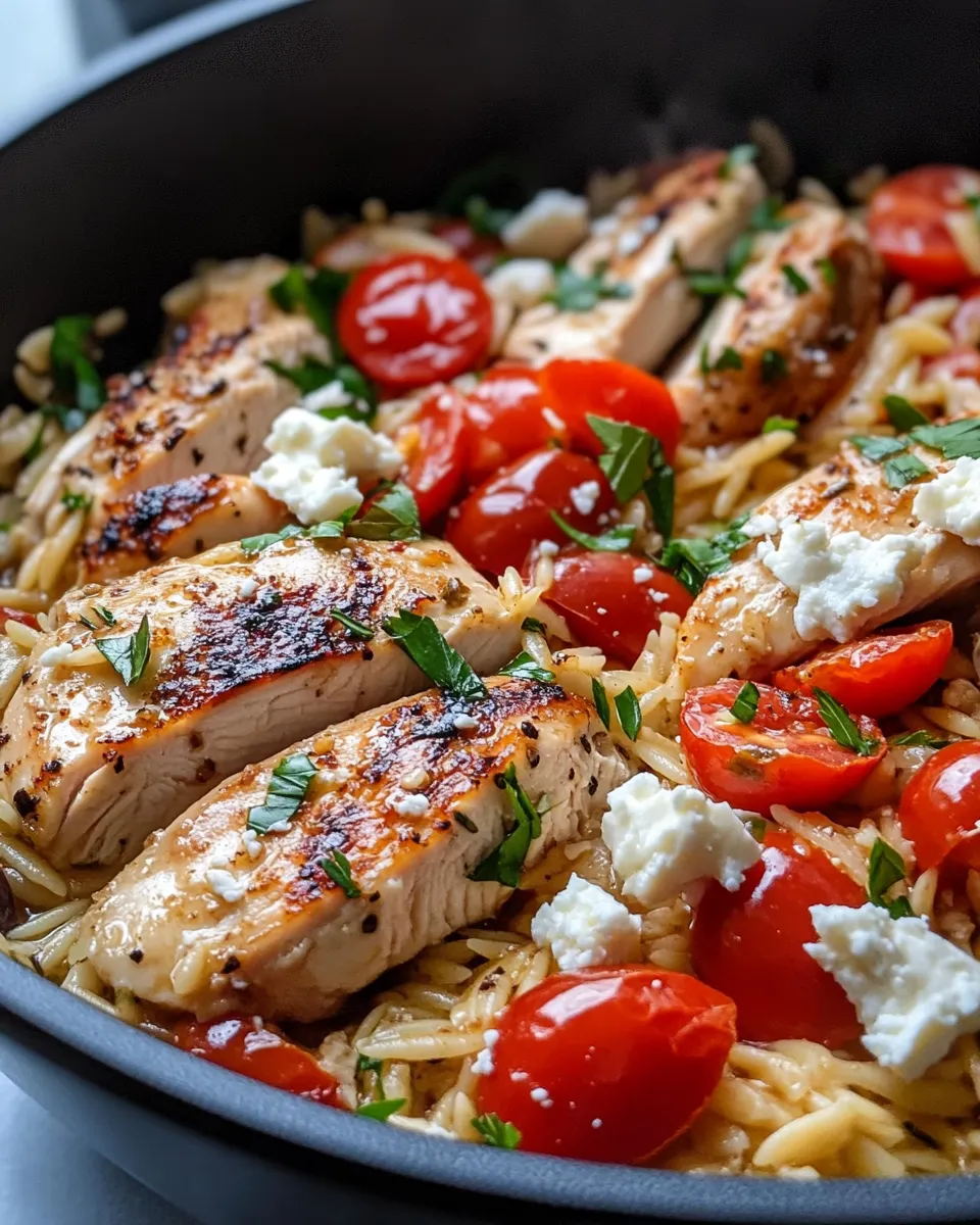 Delicious One-Pot Greek Chicken Orzo with Feta dish photo