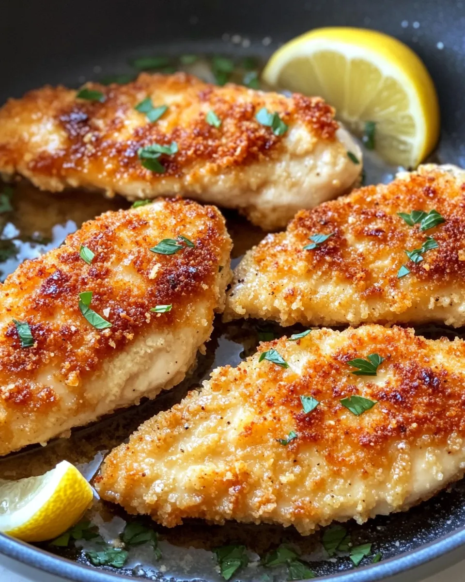Homemade Parmesan Crusted Chicken with Lemon Butter Sauce photo