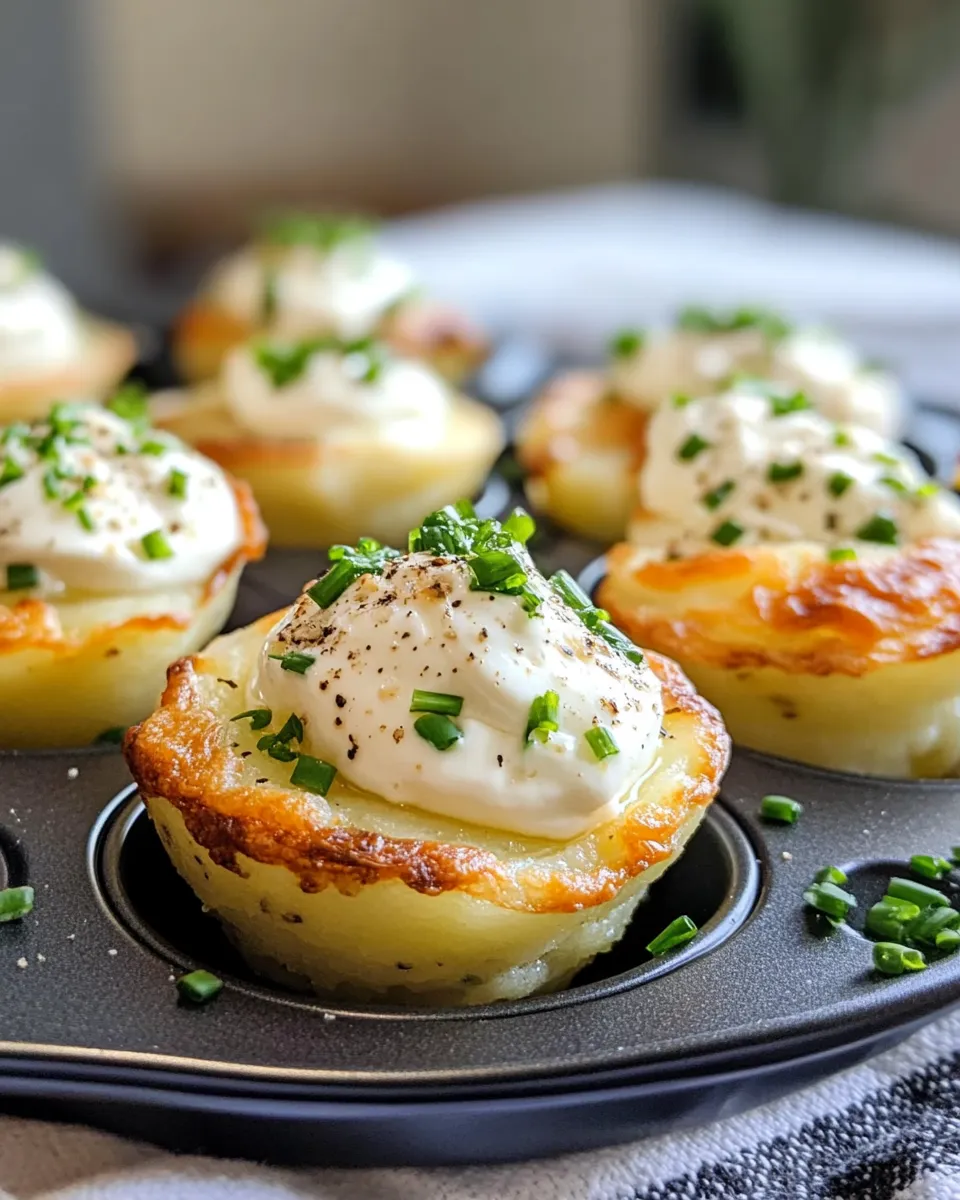 Classic Parmesan Mashed Potato Cups with Chive Cream dish photo
