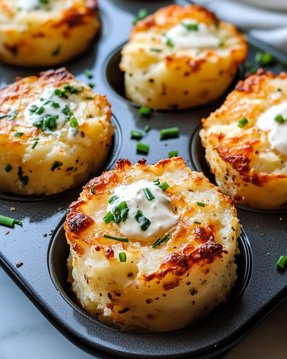 Easy Parmesan Mashed Potato Cups with Chive Cream food shot