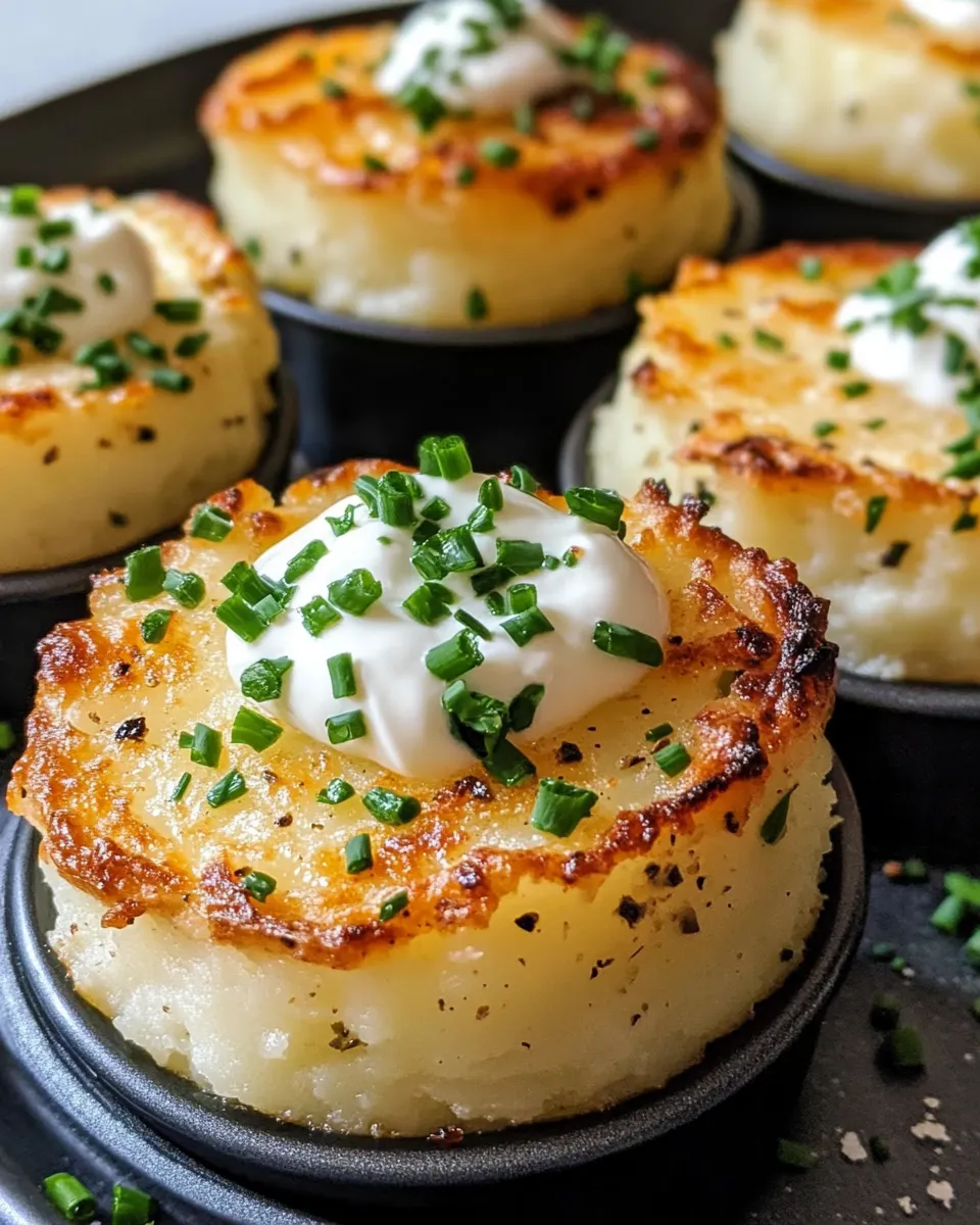 Delicious Parmesan Mashed Potato Cups with Chive Cream plate image