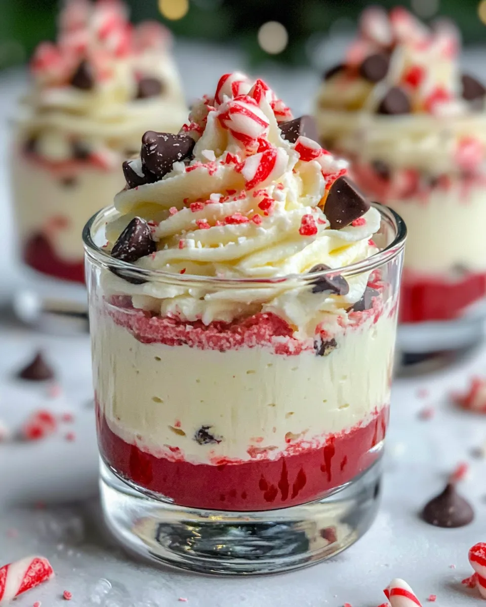 Easy Peppermint White Chocolate Mousse Cups (No Bake) food shot