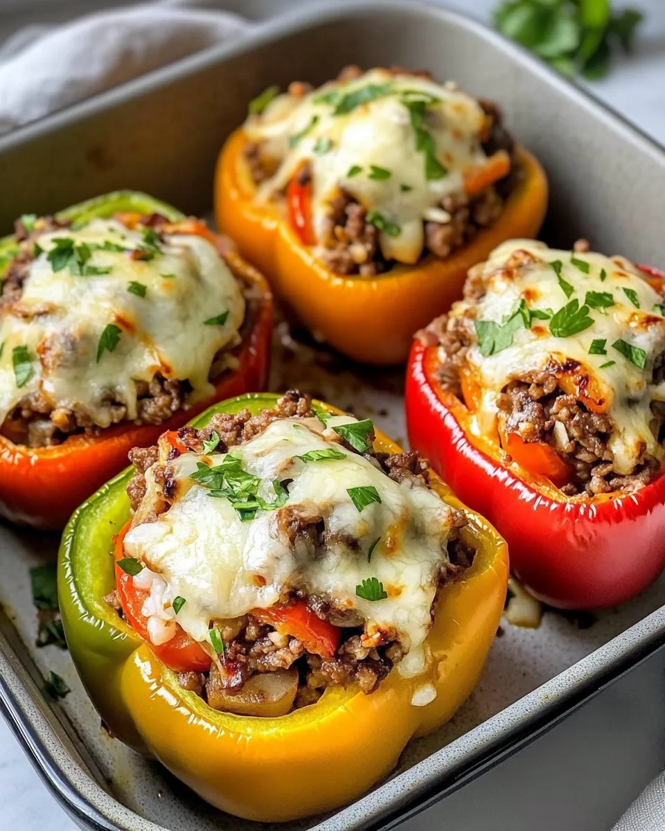 Easy Philly Cheesesteak Stuffed Peppers (Rice Optional) food shot
