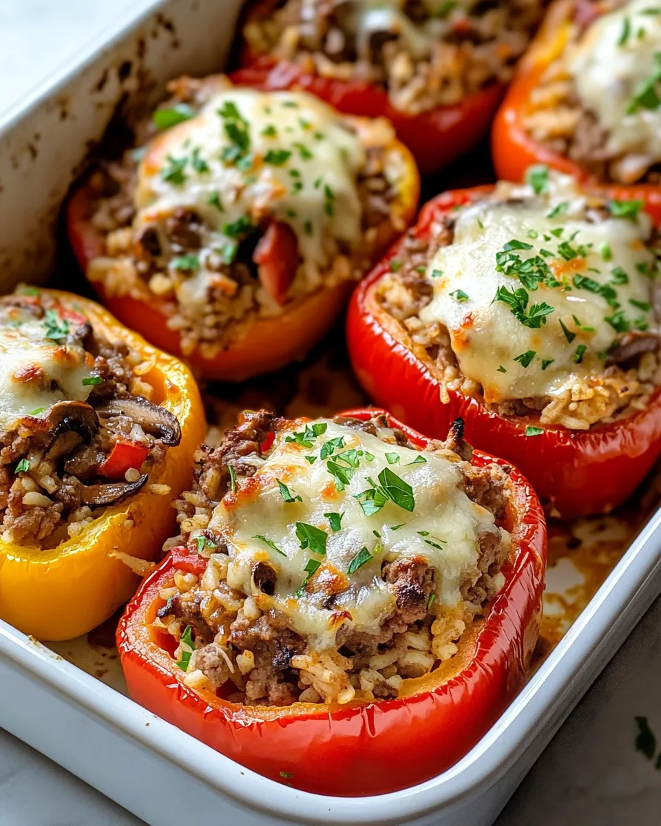 Delicious Philly Cheesesteak Stuffed Peppers (Rice Optional) dish photo
