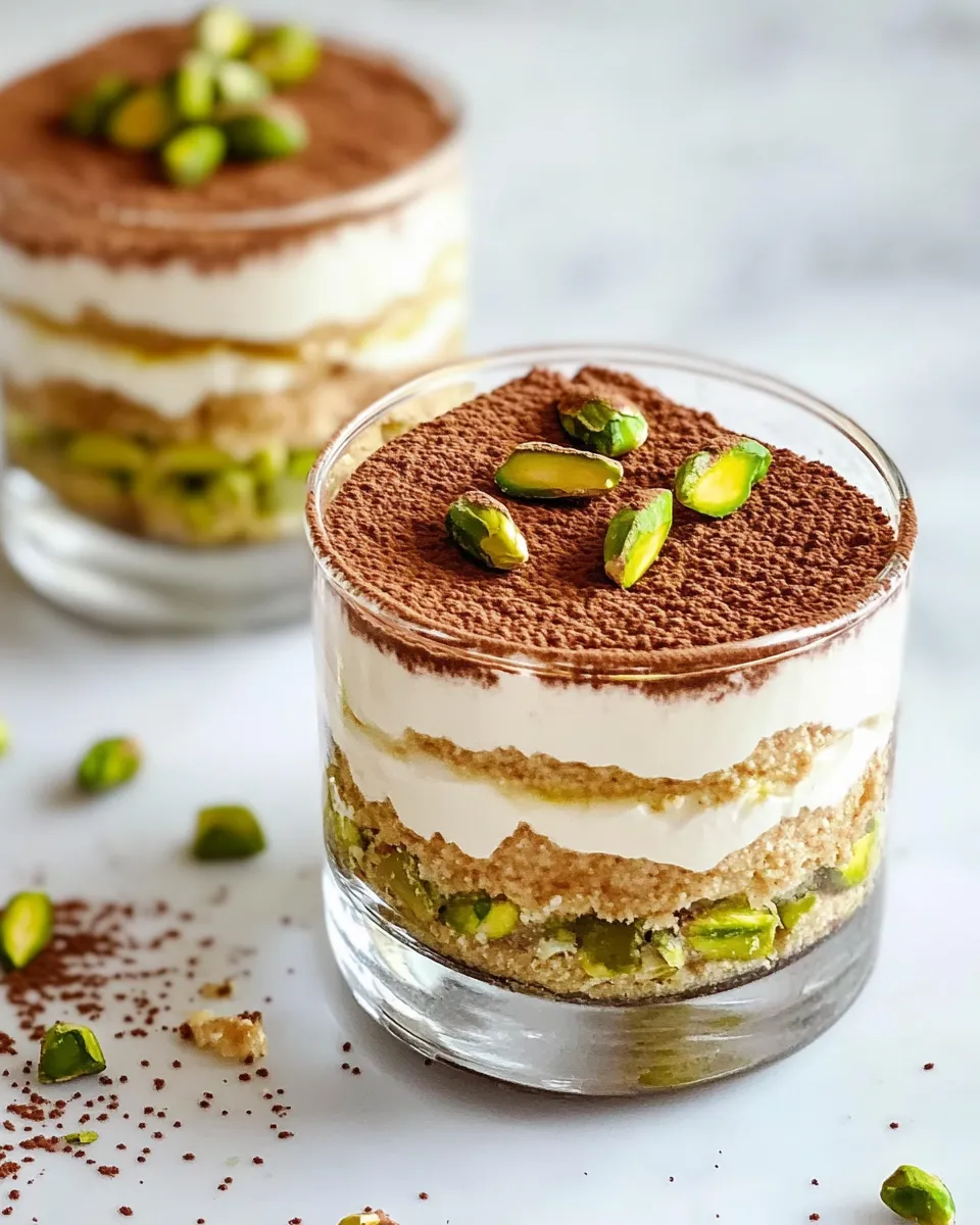 Homemade Pistachio Tiramisu with Rose Whipped Cream photo