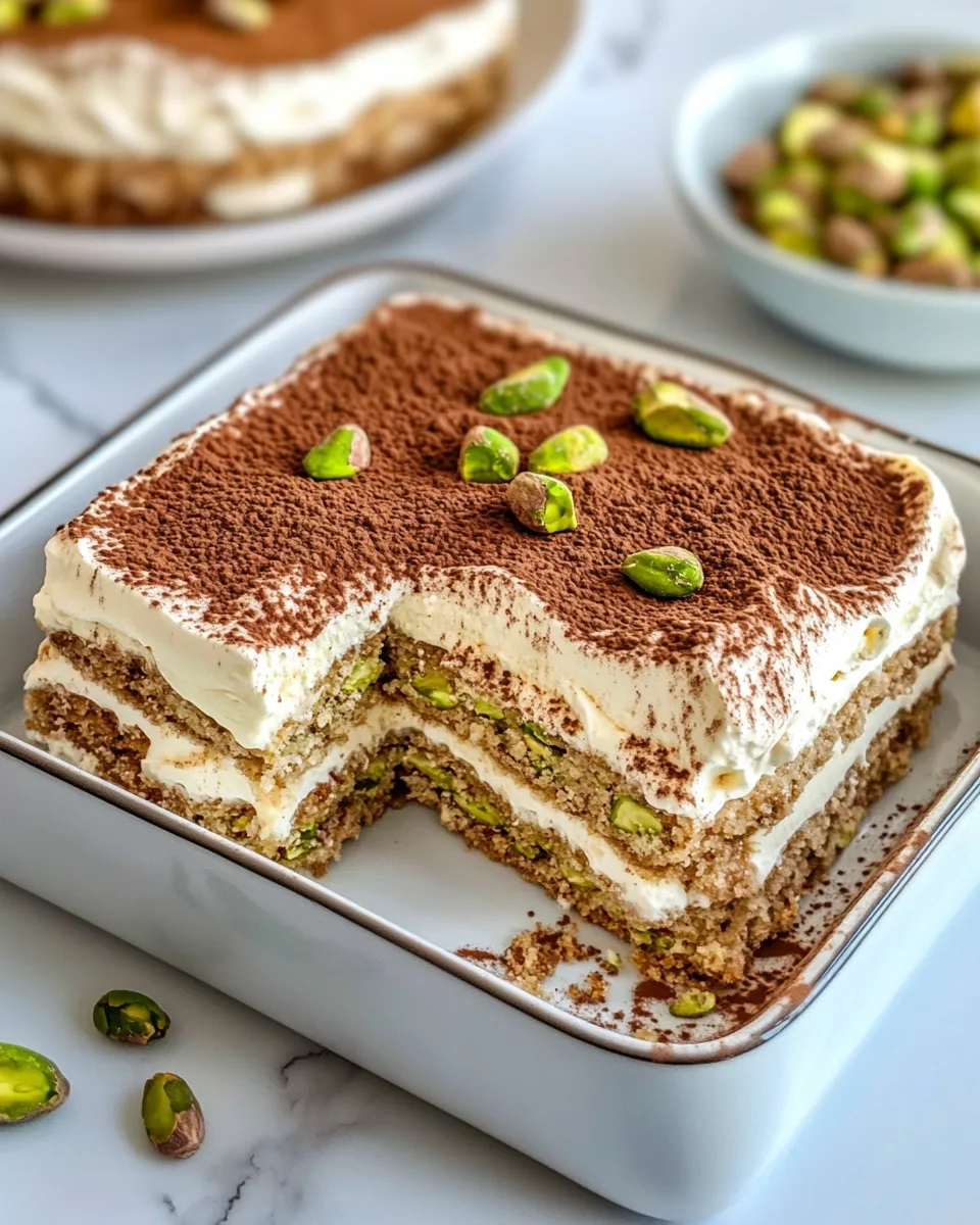 Easy Pistachio Tiramisu with Rose Whipped Cream recipe photo