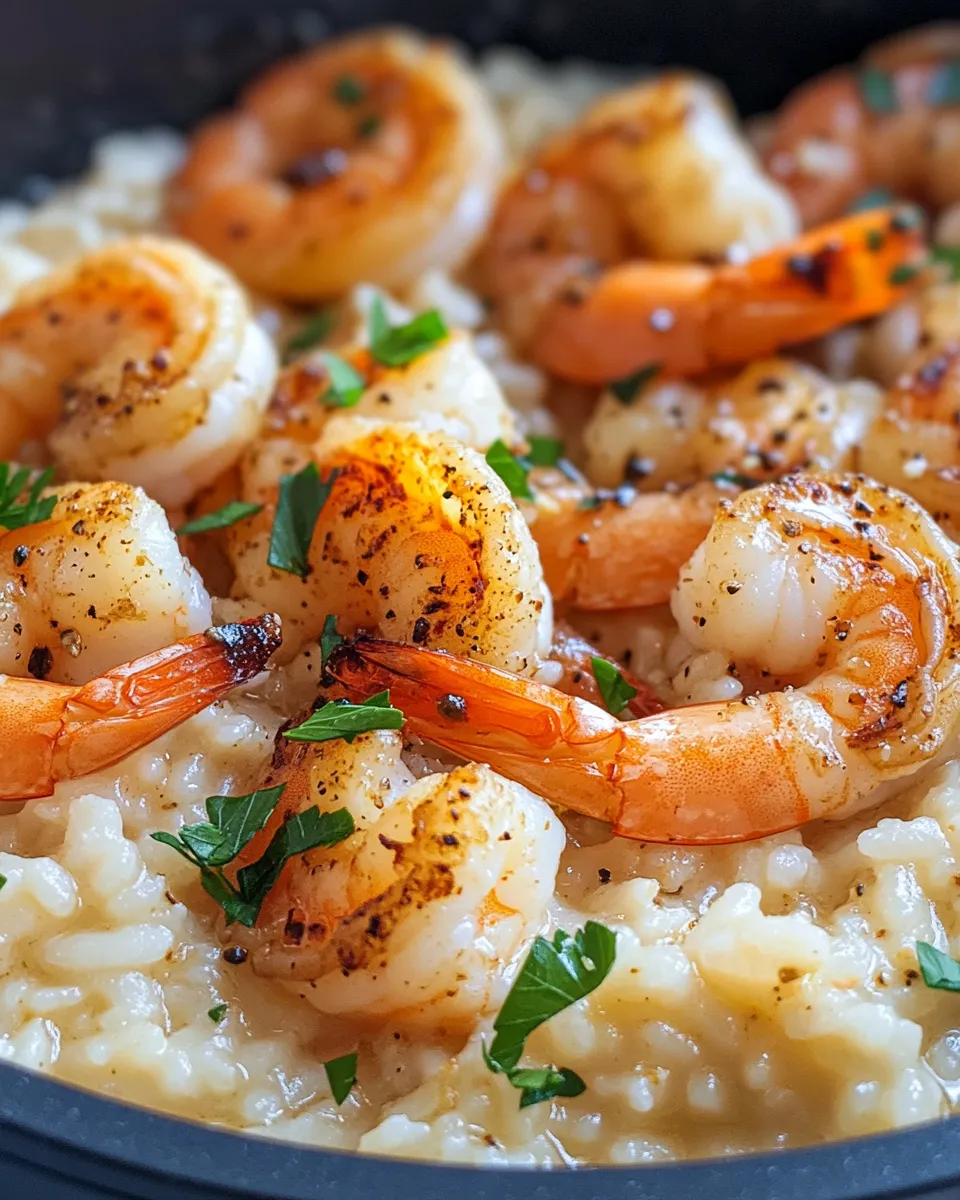 Easy Roasted Garlic Butter Shrimp Risotto (Oven Method) food shot