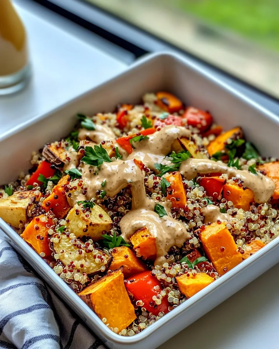 Classic Roasted Winter Veggie Quinoa with Maple Tahini dish photo