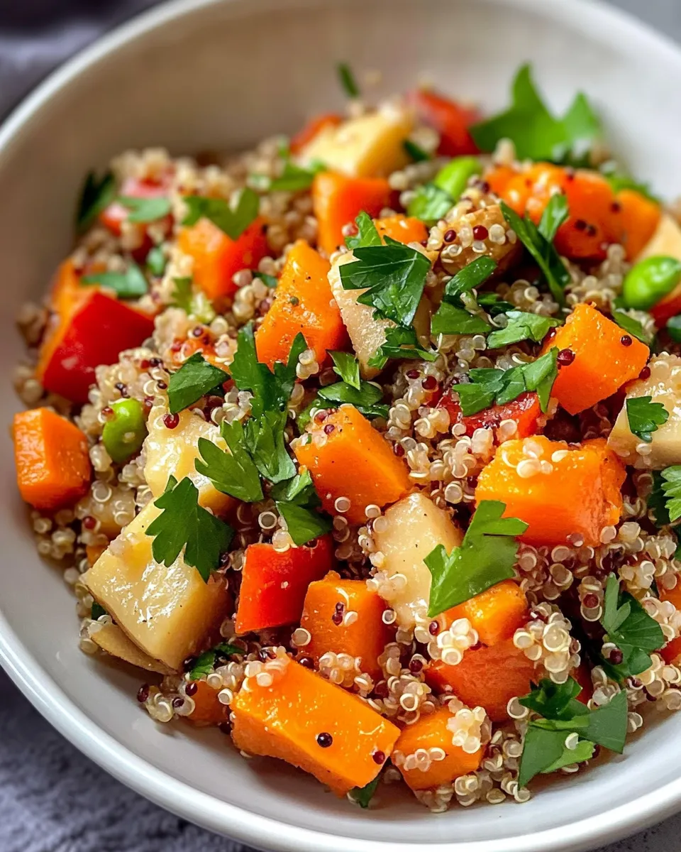 Easy Roasted Winter Veggie Quinoa with Maple Tahini food shot